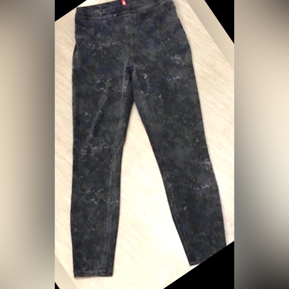 Spanx Camo Jeggings Charcoal Black & Grey Cotton Poly size M